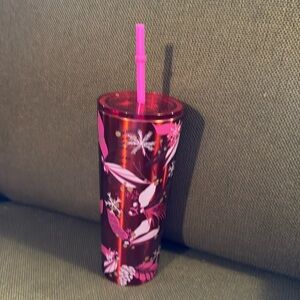 You'll love this red and pink festive Starbucks 16oz stainless steel tumbler!